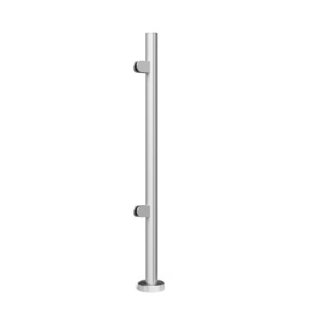 Talpra szerelt rozsdamentes oszlop vegkorlthoz, balos, kapaszkod nlkl, 100cm magas