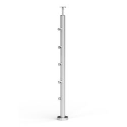  Talpra szerelt rozsdamentes oszlop 5 soros, 100cm magas