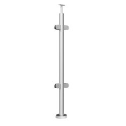  Talpra szerelt rozsdamentes oszlop vegkorlthoz, kztes, 100cm magas